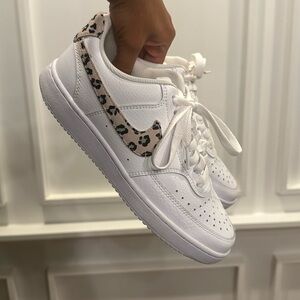 Nike Court Vision Low Leopard Swoosh White Women's